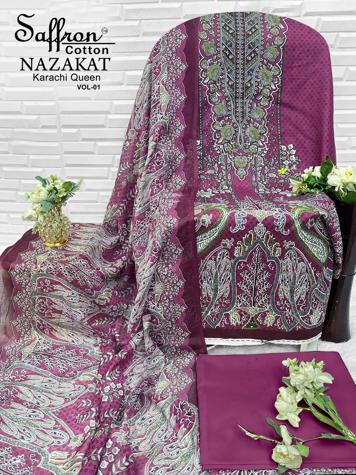 Saffron Cotton Nazakat Karachi Queen Vol 1 13