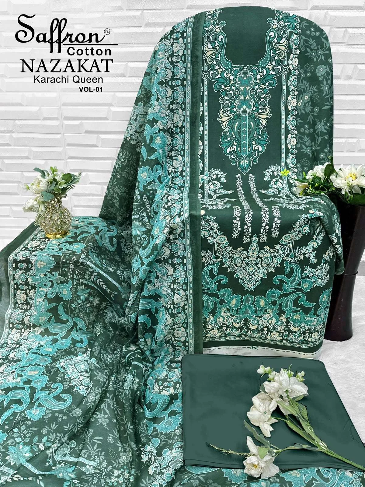 Saffron Cotton Nazakat Karachi Queen Vol 1 15