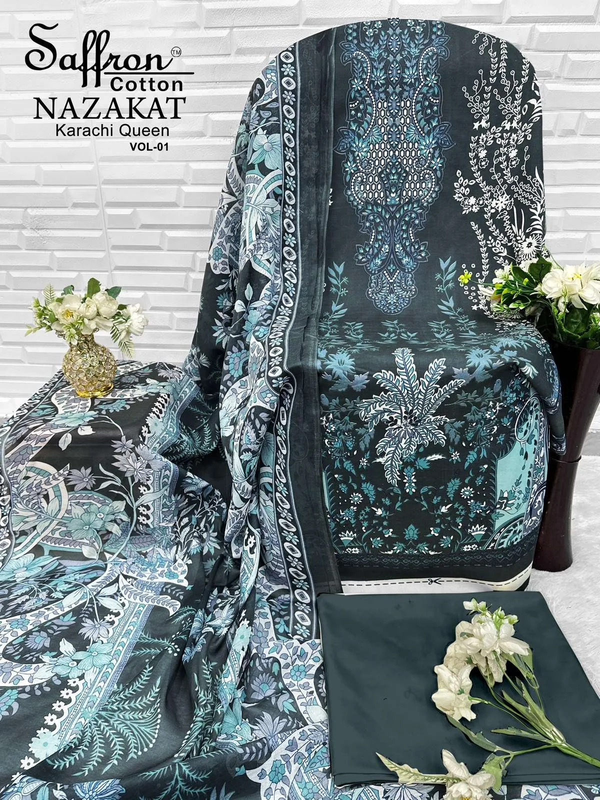 Saffron Cotton Nazakat Karachi Queen Vol 1 17