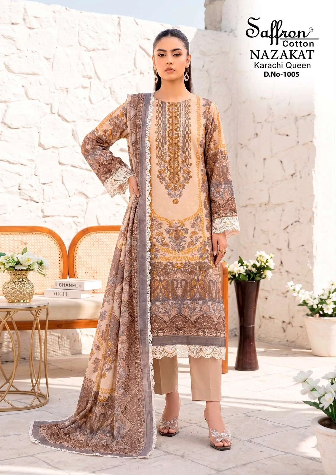 Saffron Cotton Nazakat Karachi Queen Vol 1 4