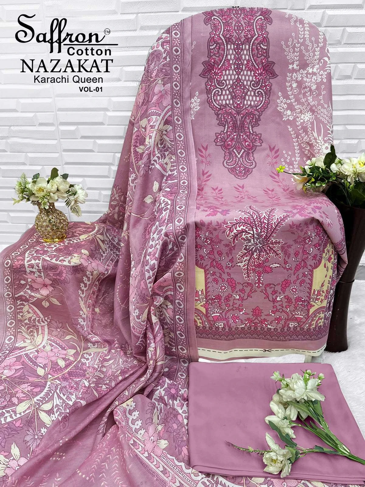 Saffron Cotton Nazakat Karachi Queen Vol 1 7