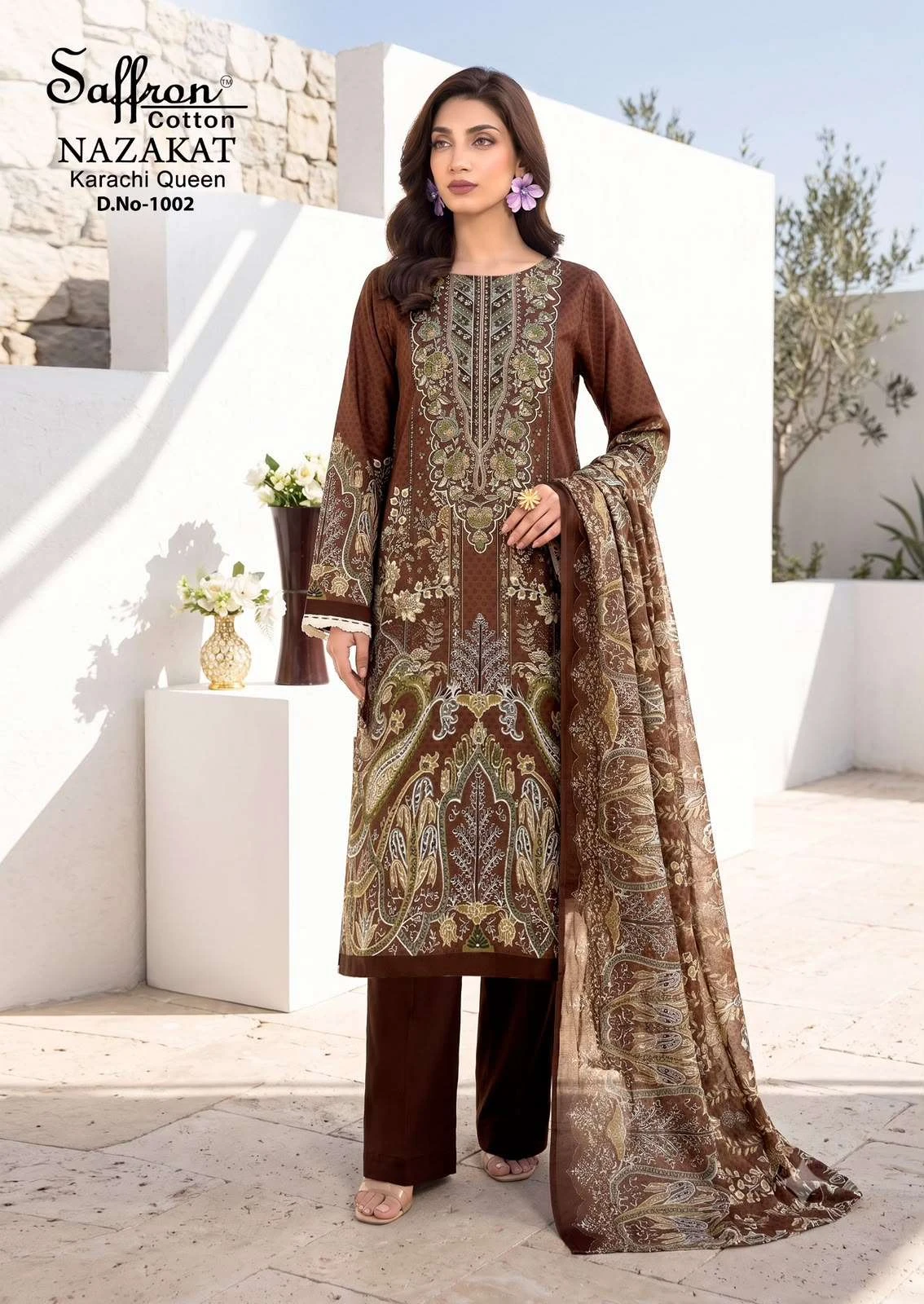 Saffron Cotton Nazakat Karachi Queen Vol 1 8