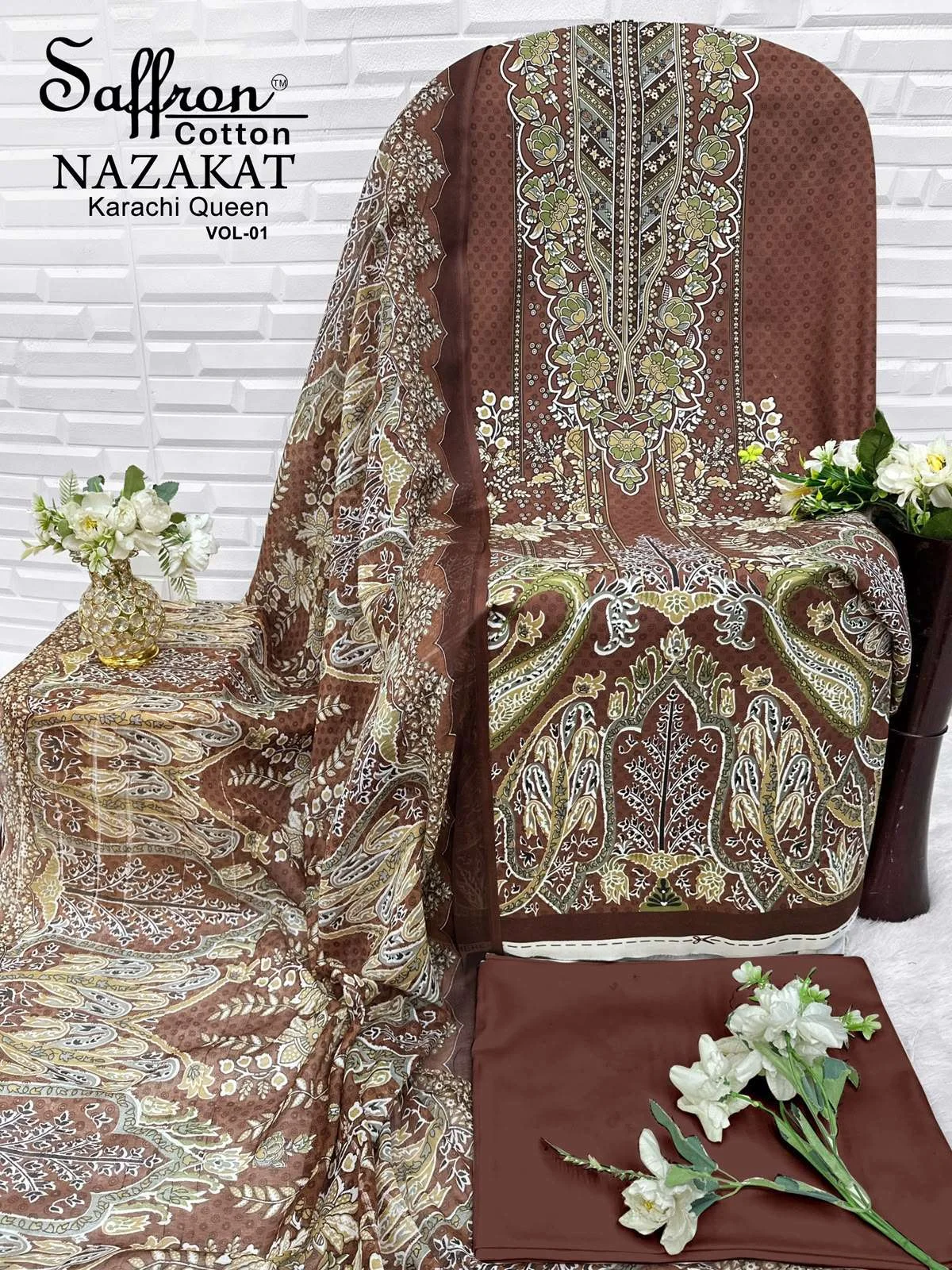 Saffron Cotton Nazakat Karachi Queen Vol 1 9
