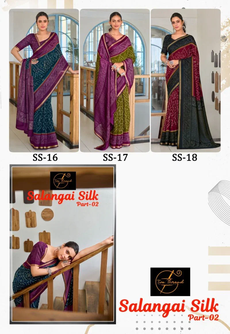 Salangai Silk 2 Mul Silk Printed Fancy Saree Collection 4