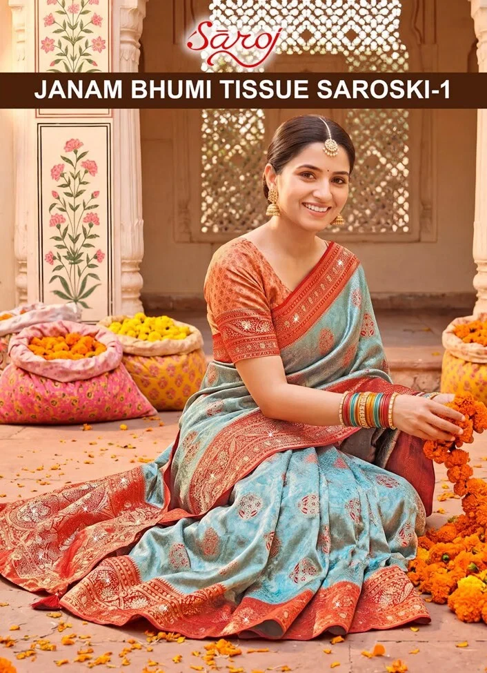 Saroj Janam Bhumi Tissue Saroski Vol 1 Soft Tissue Saree
