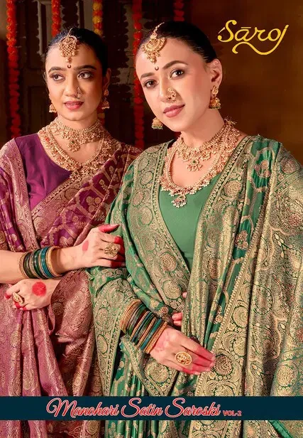 Saroj Manohari Satin Saroski Vol 2 Silk Jarkan Worked Saree