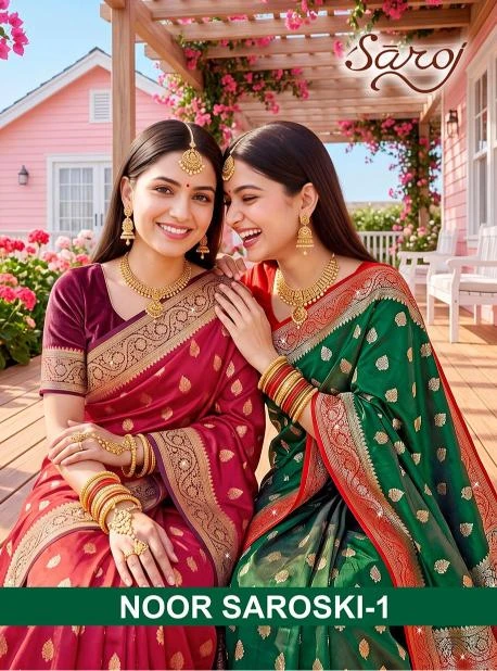 Saroj Noor Saroski Vol 1 Fendy Satin Silk Saree Collection 1