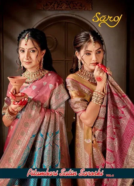 Saroj Pitambari Satiin Saroski Vol 3 Satin Silk Saree 1