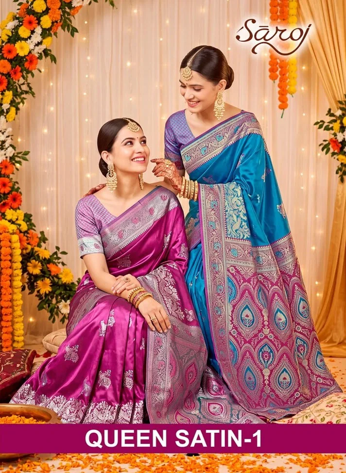 Saroj Queen Satin Vol 1 Satin Silk Saree Collection 1