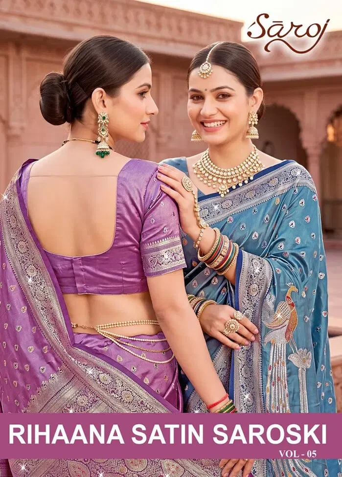 Saroj Rihaana Satin Saroski Vol 5 Satin Silk Saree Collection
