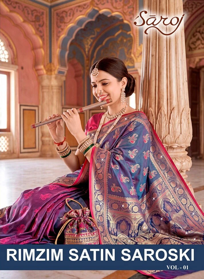 Saroj Rimzim Satin Saroski Vol 1 Satin Silk Saree
