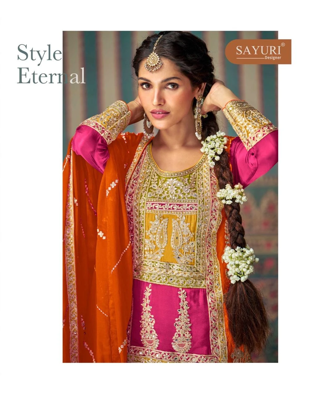 Sayuri Designer Mahi Pro Premium Real Chinon Silk Set With Heavy Embroidery And Mirror Work 8