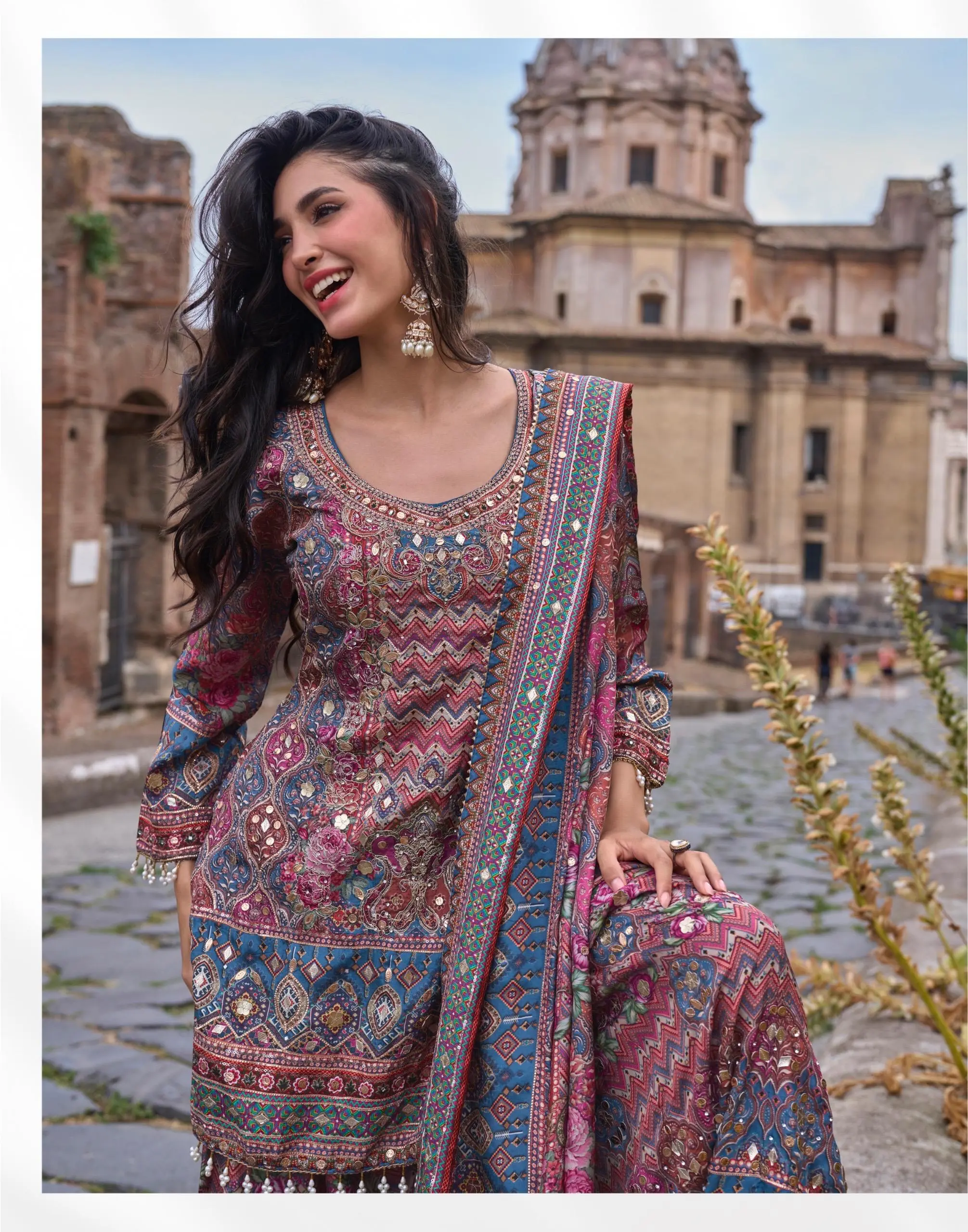 Sayuri Designer Nimrit Premium Natural Crepe Silk Suit With Hand Aari And Gota Patti Work 2