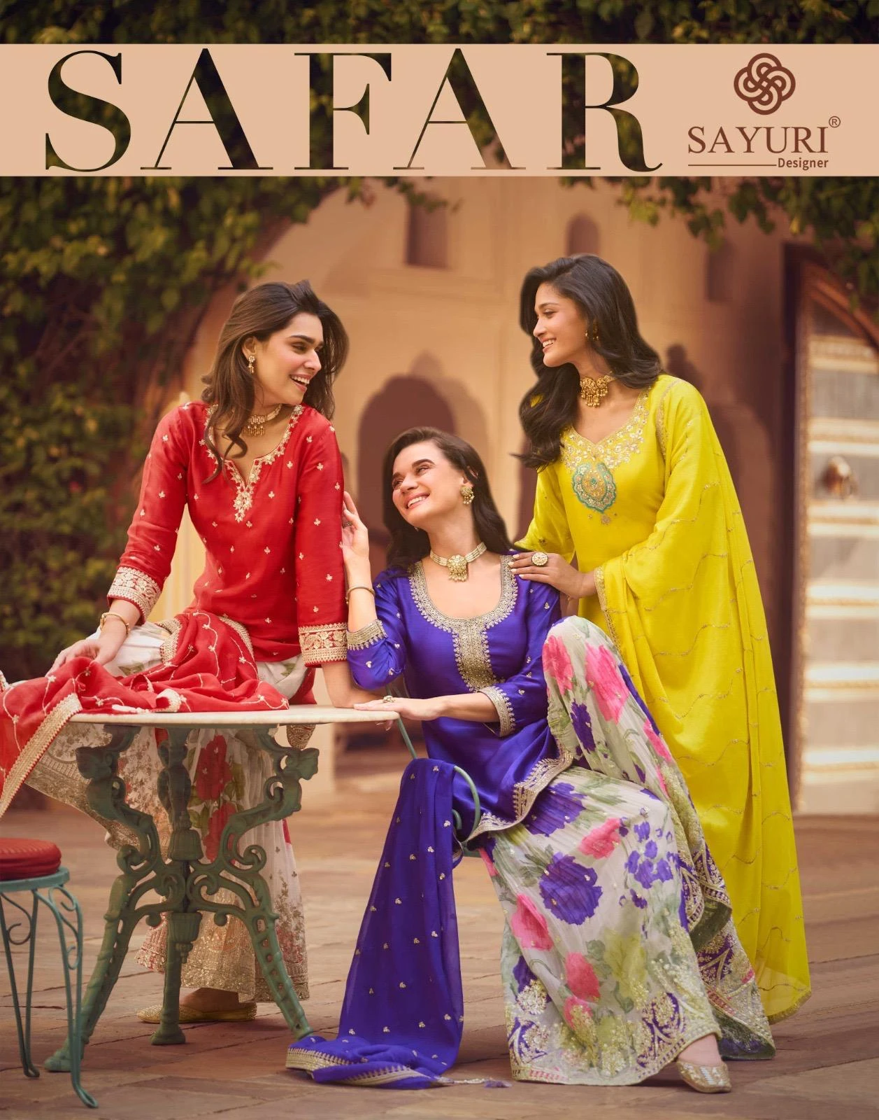 Sayuri Designer Safar Premium Chinon Silk Suit With Embroidery Work