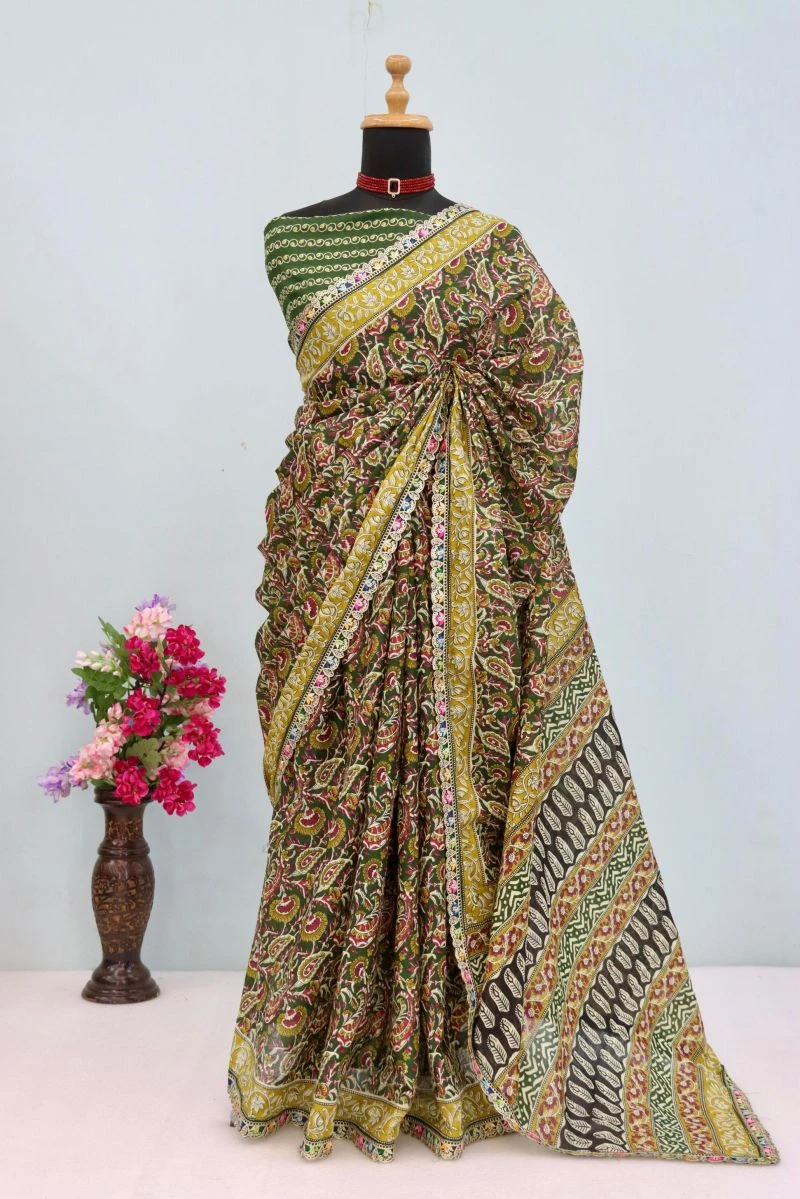 Scdf Kalam D Mul Cotton Embroidered Lace Border Saree 5