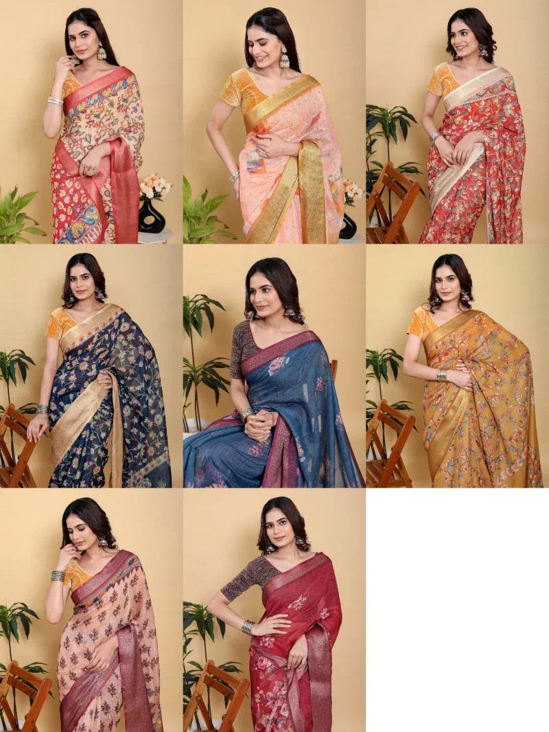 Scgt Gunjan C Linen Floral Festive Saree Collection 10