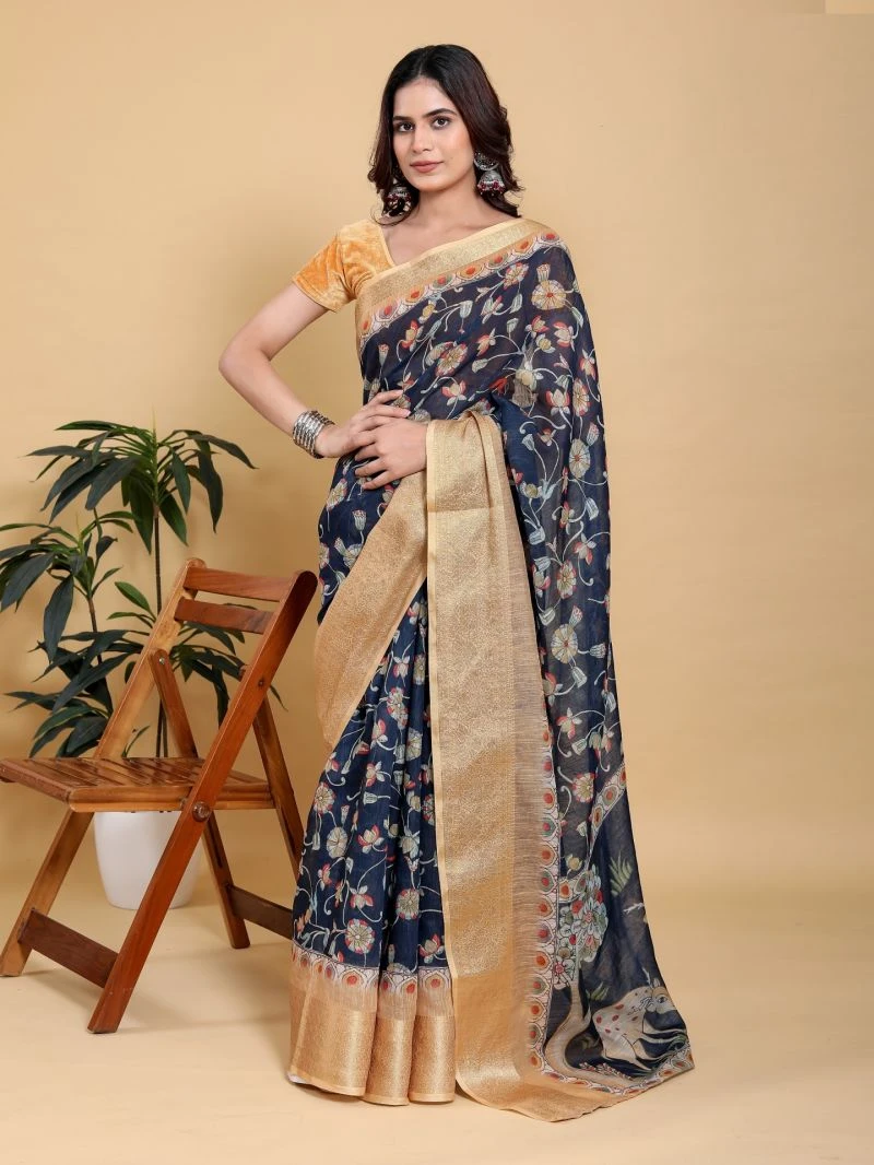 Scgt Gunjan C Linen Floral Festive Saree Collection 2