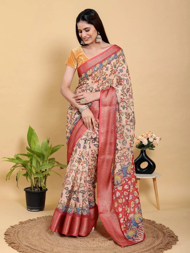 Scgt Gunjan C Linen Floral Festive Saree Collection 3