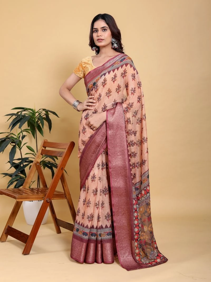 Scgt Gunjan C Linen Floral Festive Saree Collection 4