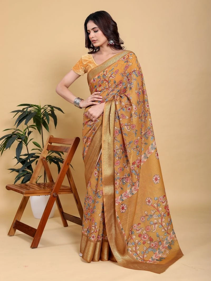 Scgt Gunjan C Linen Floral Festive Saree Collection 5