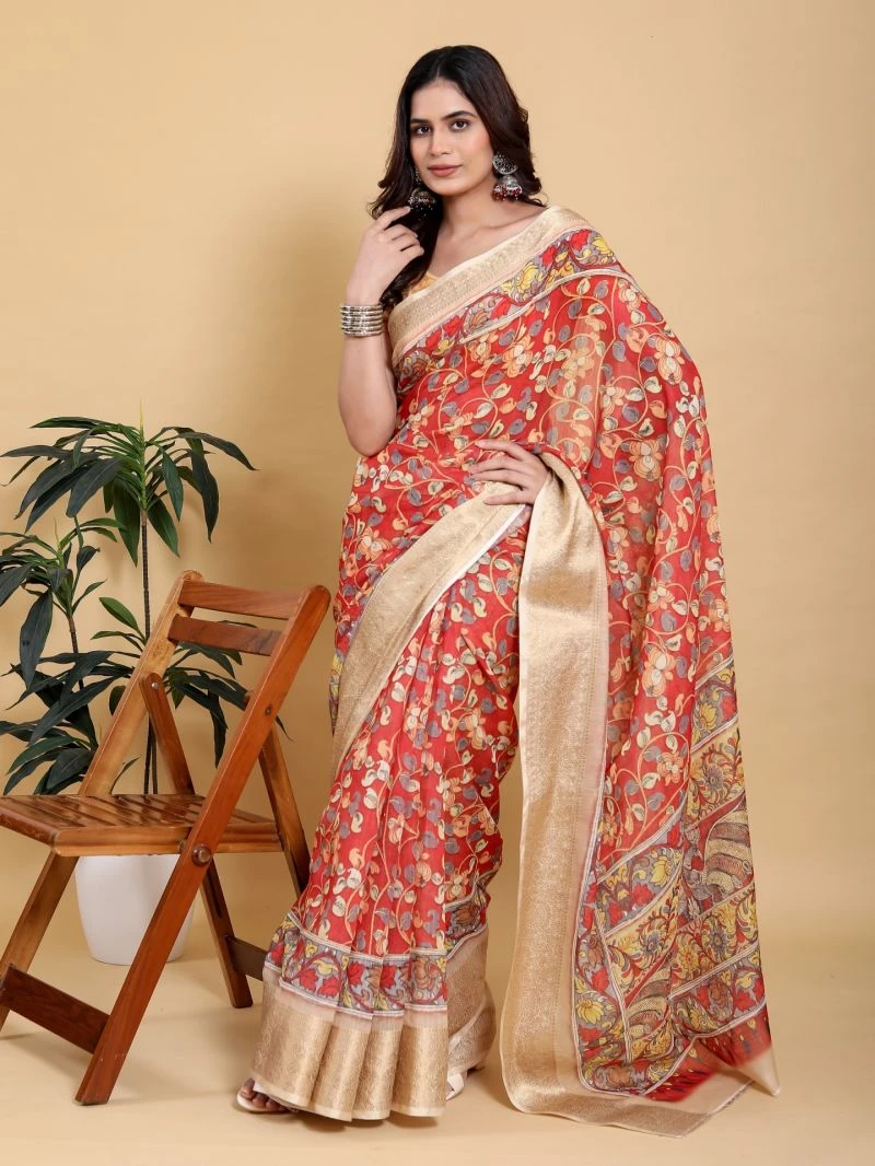 Scgt Gunjan C Linen Floral Festive Saree Collection 9
