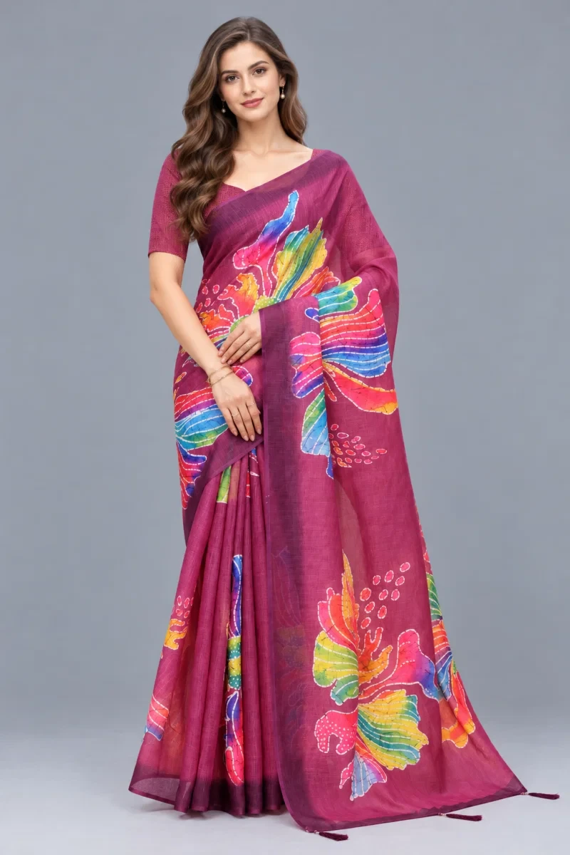 Scgt Shatika B Linen Handloom Saree Collection