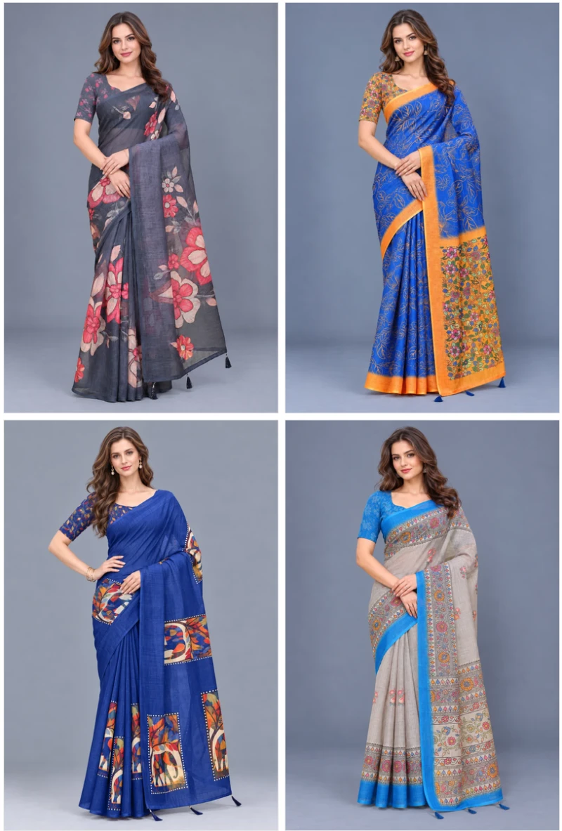 Scgt Shatika B Linen Handloom Saree Collection 5