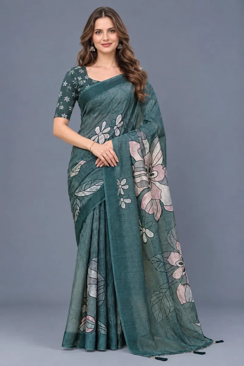 Scgt Shatika B Linen Handloom Saree Collection 7