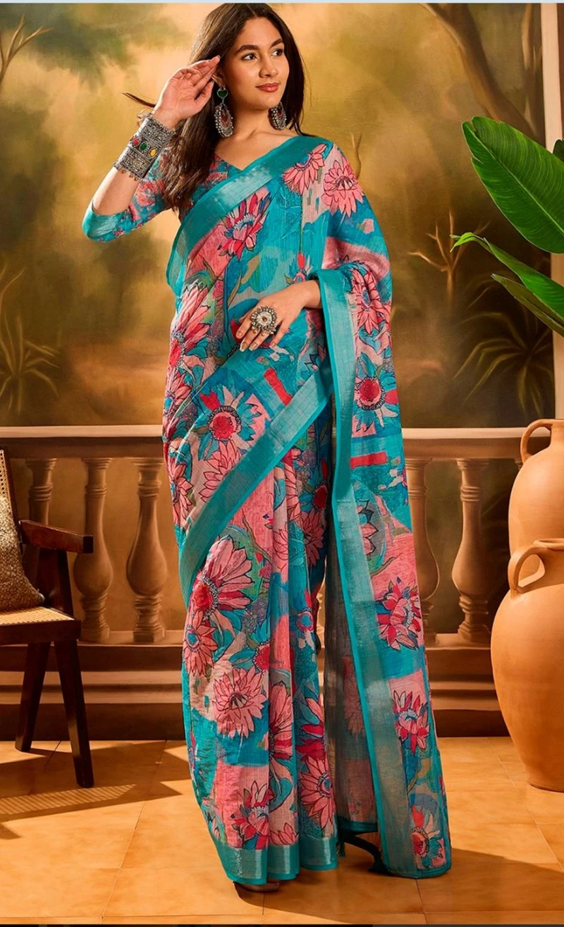 Scgt Sringar A Linen Woven Handloom Saree Collection