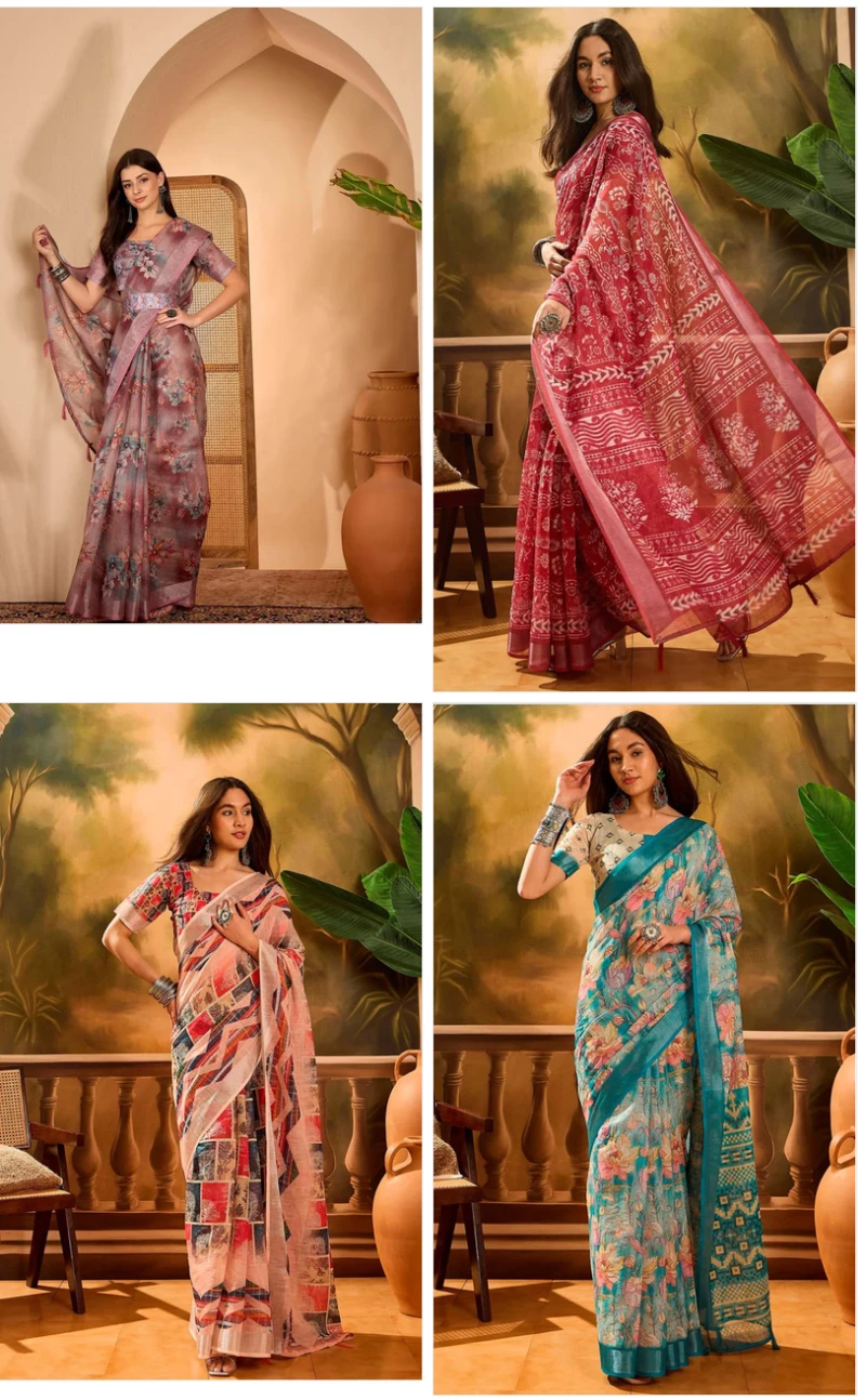 Scgt Sringar B Linen Woven Handloom Saree Collection 6