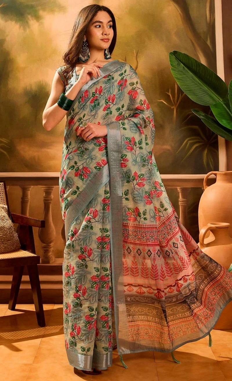 Scgt Sringar C Linen Woven Handloom Saree Collection 11