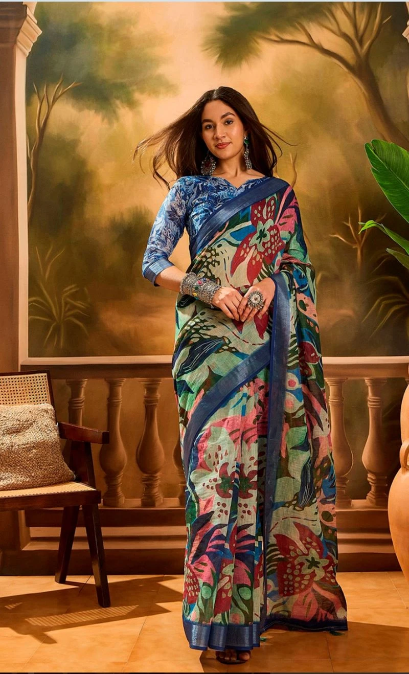 Scgt Sringar C Linen Woven Handloom Saree Collection 13
