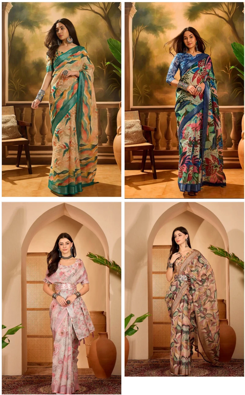Scgt Sringar C Linen Woven Handloom Saree Collection 5
