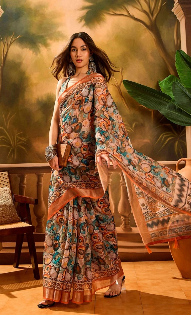 Scgt Sringar C Linen Woven Handloom Saree Collection 7