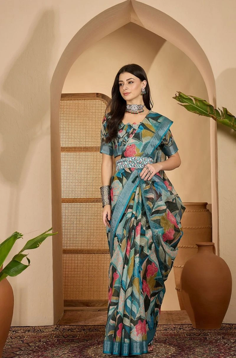 Scgt Sringar C Linen Woven Handloom Saree Collection 8