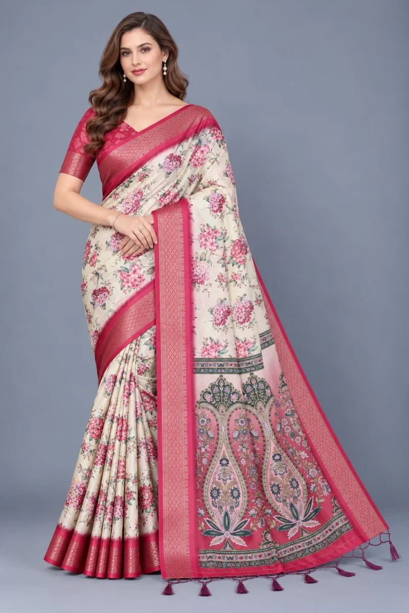 Schc Akshita B Cotton Silk Floral Saree Collection