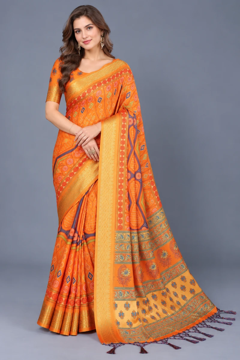 Schc Bandhej Cotton Silk Bandhej Saree Collection 4