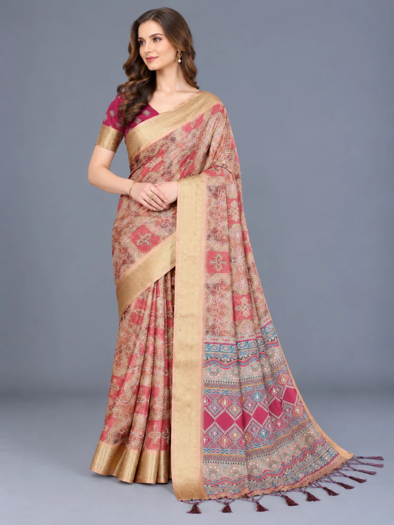 Schc Bandhej Cotton Silk Bandhej Saree Collection 5