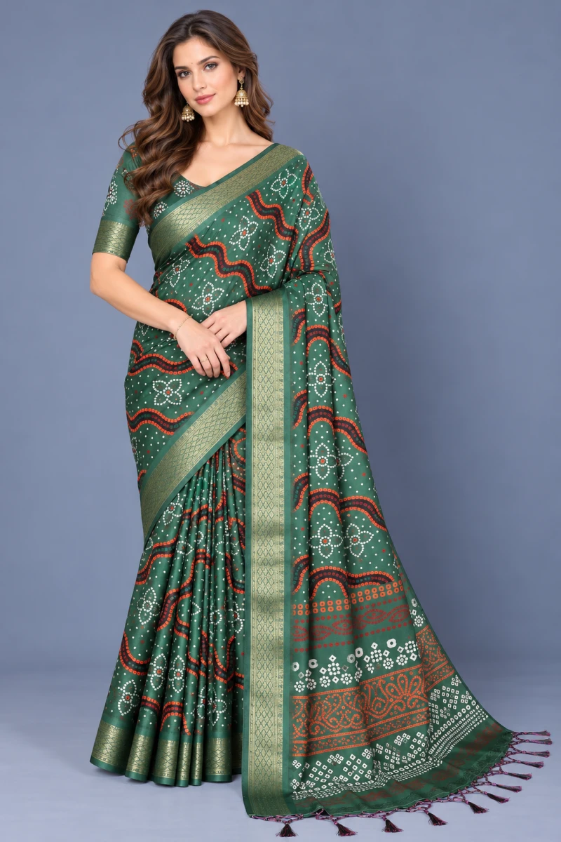 Schc Bandhej Cotton Silk Bandhej Saree Collection 6