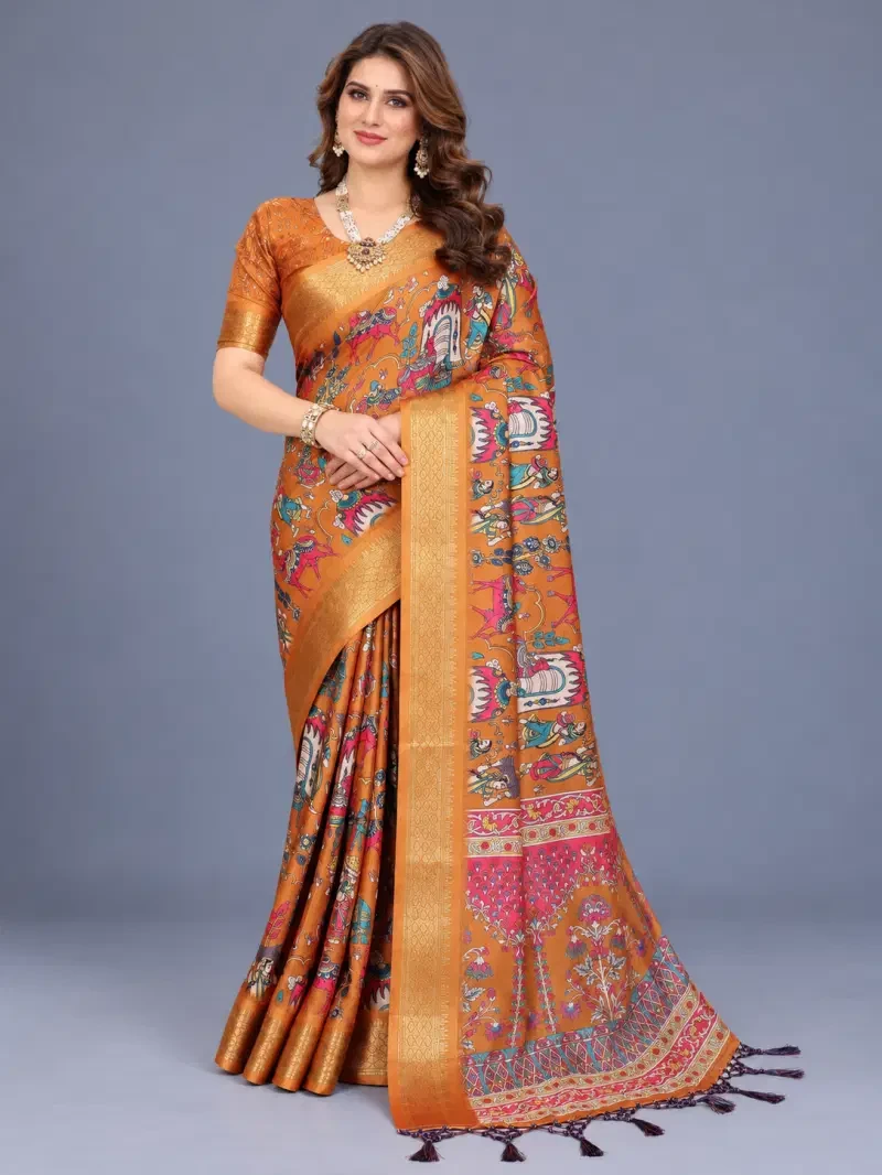Schc Swara Q Cotton Silk Kalamkari Saree Collection