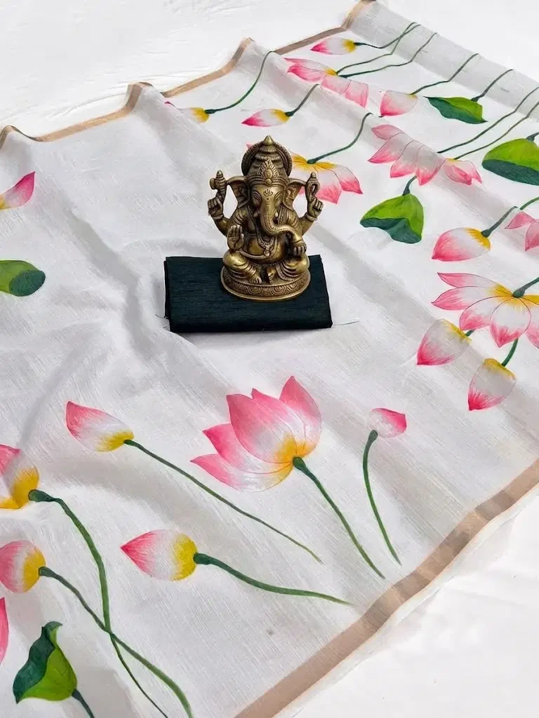 Sckr Flora D Linen Floral Printed Saree Collection