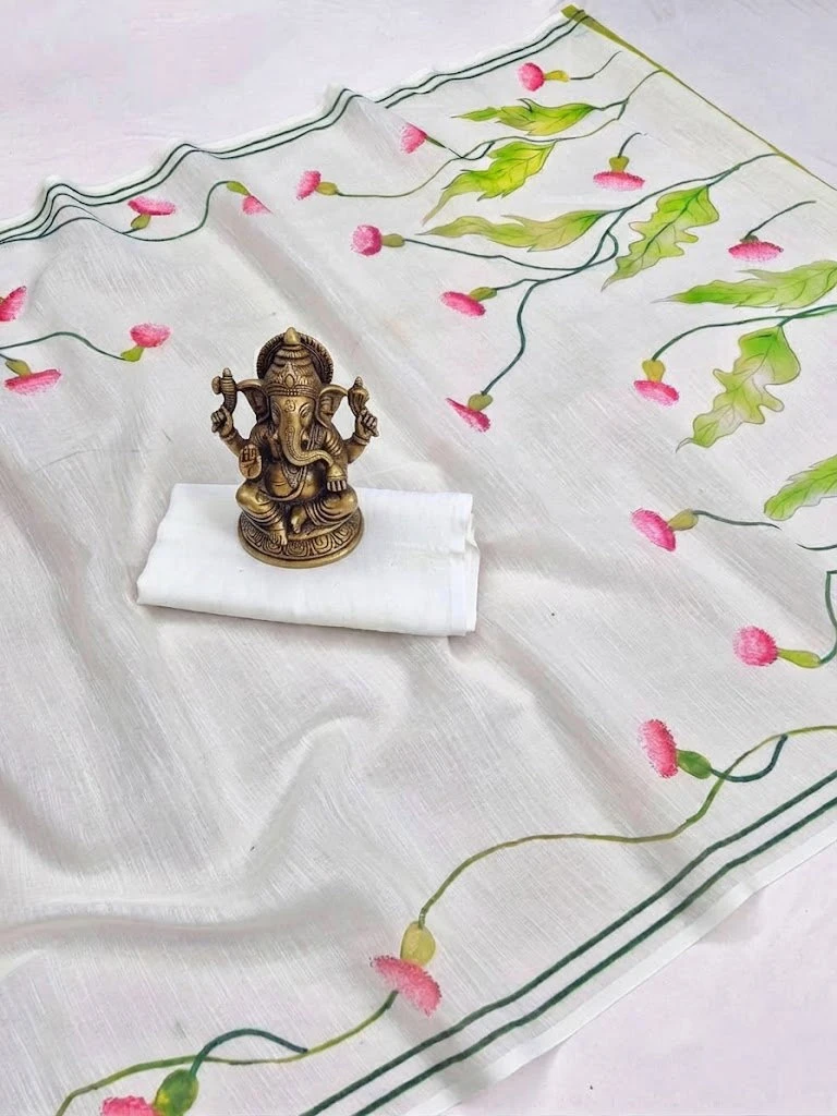 Sckr Flora D Linen Floral Printed Saree Collection 3