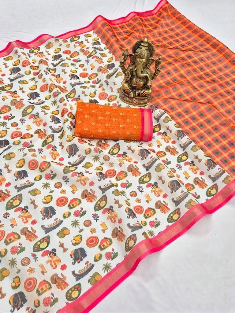Sckr Flora D Linen Floral Printed Saree Collection 4