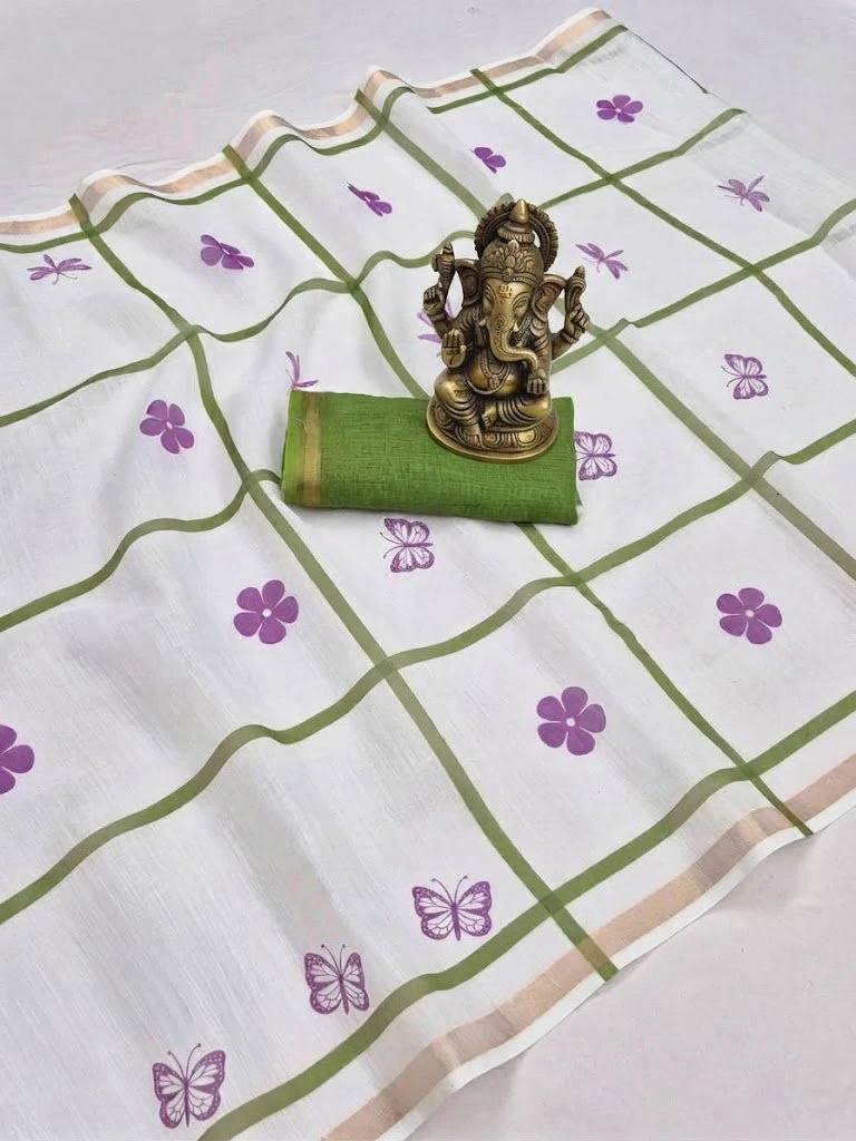 Sckr Flora D Linen Floral Printed Saree Collection 7