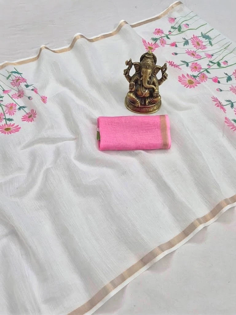 Sckr Flora D Linen Floral Printed Saree Collection 8