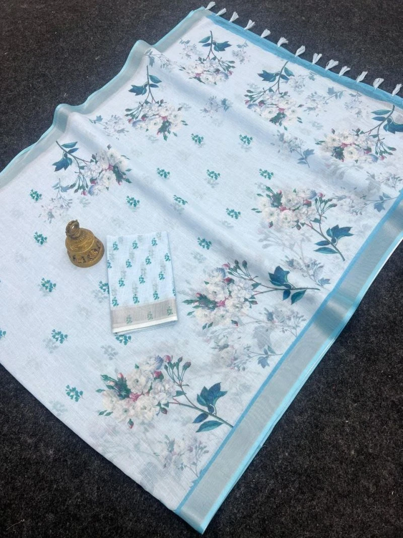 Sckr Flora E Linen Floral Printed Saree Collection 2