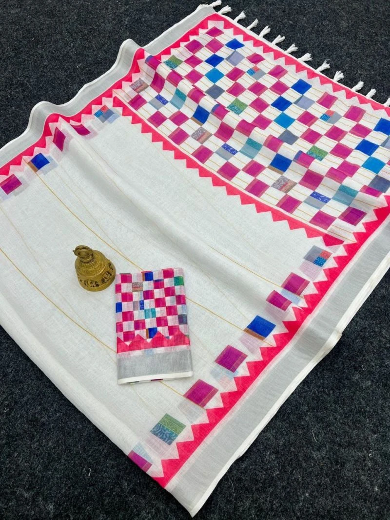 Sckr Flora E Linen Floral Printed Saree Collection 3