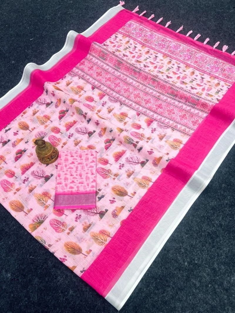 Sckr Flora E Linen Floral Printed Saree Collection 5