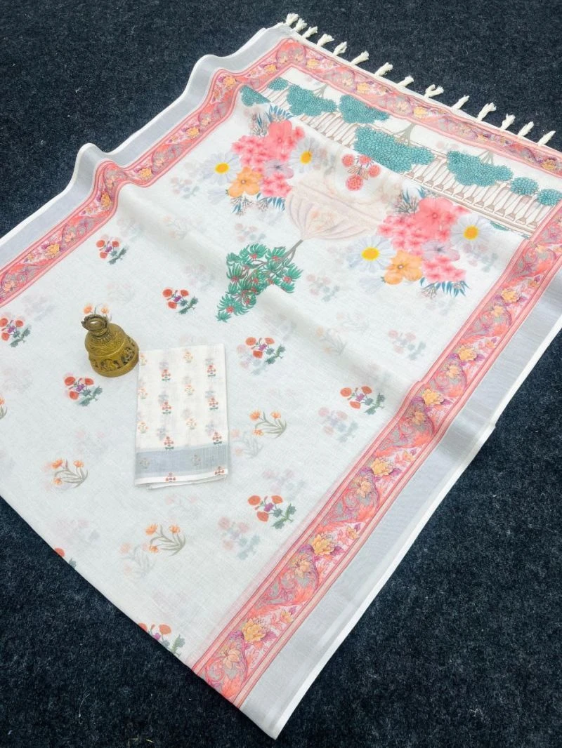 Sckr Flora E Linen Floral Printed Saree Collection 6