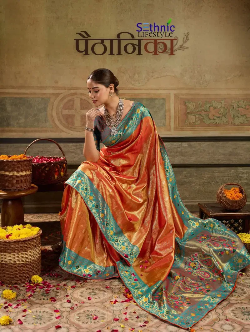 Sethnic Paithanika Tissue Paithani Silk Meenakari Work Saree Collection